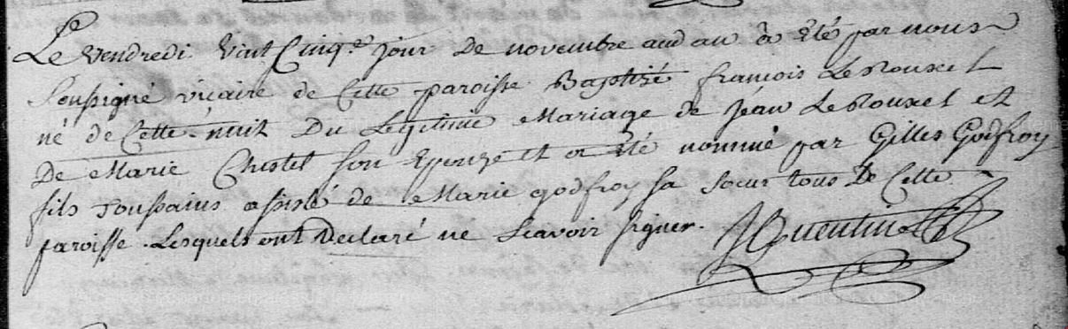 Baptême de François Lerouxel le 25 novembre 1768